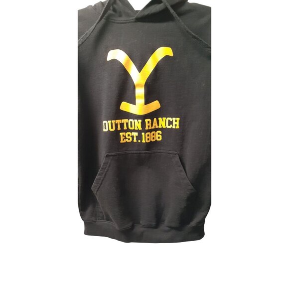 YellowStone Dutton Ranch Est. 1886 Pullover Hoodie Mens Medium Black Yellow - Picture 4 of 8